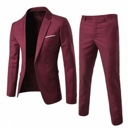 men Blazers 2 Pieces Sets Busin 2 Suits Pants Coats Wedding Office Formal Elegant Jackets Korean Luxury Blazer Male Jacket c4sb#