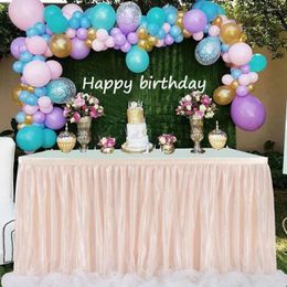 Table Skirt 183 X77 Cm Wedding Party Tutu Tulle Cover Tableware Cloth Baby Shower Home Decor Skirting Birthday