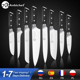 Frame Kitchen Knives Japanese Chef Knife Set Germany 1.4116 High Carbon Steel Cook Sharp Santoku Knife Cleaver Slicing Utility Knife