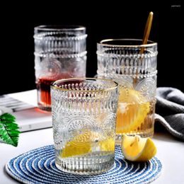 Wine Glasses Antique Relief Water Cup White Golden Kitchen Supplies European Style Embossed Designs Drinkware Drinking