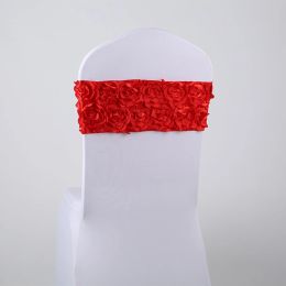 Sashes 10Pcs Wedding Banquet Chair Sashes Rose Flower Chair Sashes Elastic Chair Bands Cover Party Decorations 13*50cm