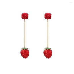 Dangle Earrings Long Strawberry Versatile Drip Oil Fruit