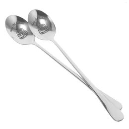 Spoons 2 Pcs Birthday Gift Spoon Happy 18th Portable Dessert Stainless Steel Lovers Small