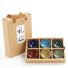 Cups Saucers 6pcs Ice Cracking Style Ceramic Tea Cup Pottery Espresso Coffee Porcelain Teacup Ceramics Sake Wholesale