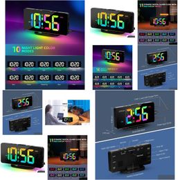 Floor Clocks Alarm Clock For Bedroom With 10 Colour Night Light Dimmer Dual Easy To Set Desk Drop Delivery Home Garden Decor Otyrn