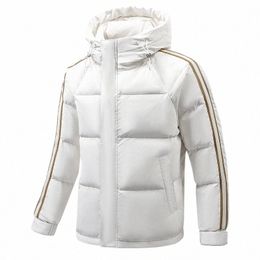 2022 Winter 80% White Duck Down Jacket For Men Hooded Striped Lg Sleeve Wave Cut Solid Harajuku With b82W#