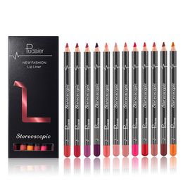 12pcs/set Top Quality 12 Colors Lip Pencils Matte Lipliner Waterproof Smooth Colorful Silk Lipstick Pen Long Lasting Pigments Lip Makeup Cosmetics