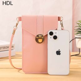 Womens Bag Thin Fashion Lock Buckle Crossbody Mobile Phone Bag Touch Screen Mobile Phone Wallet Female Student Buckle Wallet
