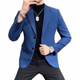 2023 Brand Clothing Men Spring High Quality Casual Busin Suit Male Slim Fit Fi Groom Tuxedo/Man Solid Color Dr Blazer I8p4#