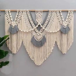 Tapestries Color Rope Macrame Tapestry Boho Style Wall Hanging Handmade Artistic Tapesties With 3 Pcs Stick