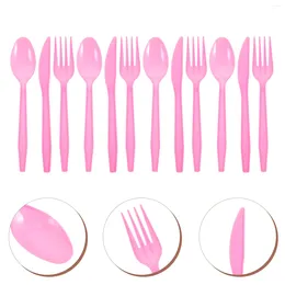 Disposable Flatware 3 Sets Plastic Spoons Tableware Decorative Cutlery Kit Party Dessert Server Fork Favours Baby
