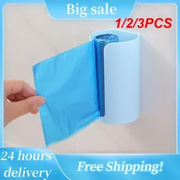 Kitchen Storage 1/2/3PCS Garbage Bags Rack Plastic Holder Punch-free Self-adhesive Wall-mounted Household Bathroom