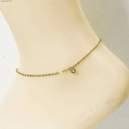 Anklets 1 classic Coloured rhinestone amulet bracelet gold stainless steel bracelet womens bracelet summer beach Jewellery 22cmL2403