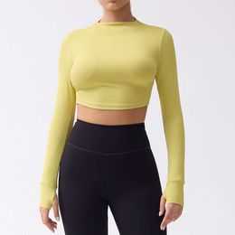 Lu Align Shirts Tee Longsleeved Womens TShirt Yoga Clothing Tshirt Fitness Training Clothing vest Line Navel Short Top Crop Top Womens Tightfit Sports Fit Lemon Spor