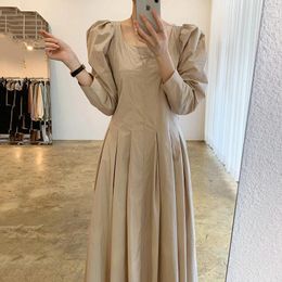 Casual Dresses 2024 Elegant Birthday Dress For Women A-Line Vintage Korean Spring High Waist Luxury Party Autumn Long Sleeve