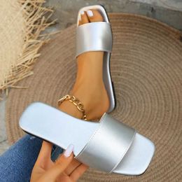 Slippers Womens Summer Indoor and Outdoor Folding Apartment 2024 New Korean Sandals Gold Silver Shoes Size 36-43 H240328