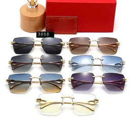 2024 luxury sunglasses Designer sunglasses womans metal glasses mirrors Metal leg uv400 Luxury clear lens sunglasses 3058