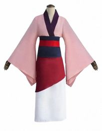 film and Animati Maid Ethnic Costume Mulan Cosplay Women's Hanfu Cosplay Mulan Performance Costume Ancient Costume 28dl#