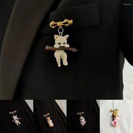 Brooches Cute Kitten Holding Branch Pendant Lovely Dog Bites Socks Pins Exquisite Animal Panda Clothing Accessories Fashion Gift