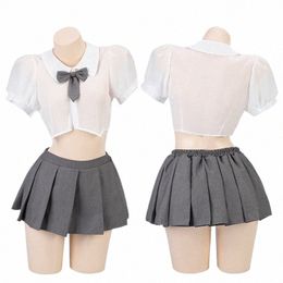 anilv Anime Girl School Student Uniform Costumes Women Cute Plaid Maid Outfit Cosplay Pleated Skirt K51y#