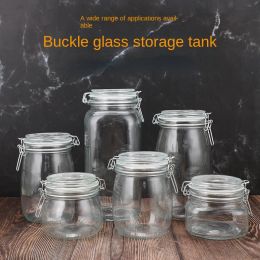 Jars Large Card Button Transparent Glass Jar, Sealed Multigrain Dried Fruit Storage , Kitchen Household Large Capacity Food Storage