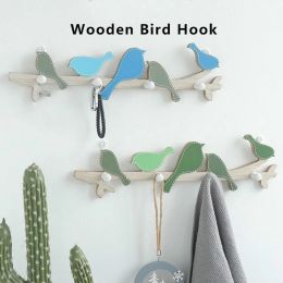 Rails Creative Wooden Bird Coat Hook Wall Mount Shelf Hanging Entrance Coat Rack Home Decorative Holder