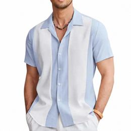summer Fi Men Shirt Casual Vintage Hawaiian Short Sleeve Butt Down Loose Shirt for Men 3D Printed Striped Men's Clothing Q91g#