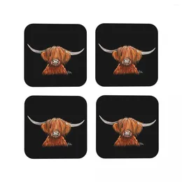 Table Mats Scottish Highland Cows Coasters Coffee Set Of 4 Placemats Cup Tableware Decoration & Accessories Pads For Home Dining Bar