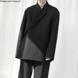 Suits Yamamoto Mens Style Ultra Loose Dark Simple Double Breasted Irregular Asymmetrical Personality Suit Jacket Mens Blazers