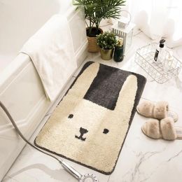 Bath Mats Bushy Plush Fluffy Absorbent Pad Bathroom Non Slip Area Rug Small Carpet Cartoon Animal Doormat Soft Kitchen Floor Mat