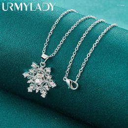 Pendants URMYLADY 925 Sterling Silver Snowflake Zircon Pendant 16-30 Inch Necklace Chain For Women Wedding Engagement Fashion Jewellery