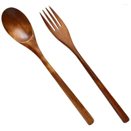 Forks Wooden Fork And Spoon Delicate Dessert Multi-function Appetiser Spoons Eating Cutlery Party Noodles