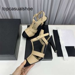 Channeles CF Metal Women Shoes Fashion Dress Leather High Heel Buckle Letter Wedding Party Business Casual Flat Shoes 06-018