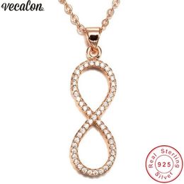 Vecalon Oito Cruz Forma pingente 925 prata esterlina 5A zircão Casamento Noivado Pingentes com colar para Mulheres Jewelry278C