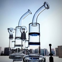 Turbine Percolator Glass Bongs Blue Beecomb Disc Perc Water Pipes Two Dab Oil Rigs 18mm Male Joint WP101