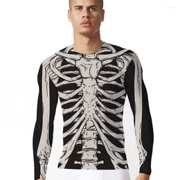Men's T Shirts Funny 3D Skeleton Shirt Black White Carnival Halloween Cosplay Tops Long Sleeve Slim Print For Men Women Unisex Clothes
