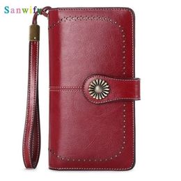 Wallets Fashion Women Clutch Wallet Cow Leather Female Long Zipper Purse Strap Coin Iphone245g