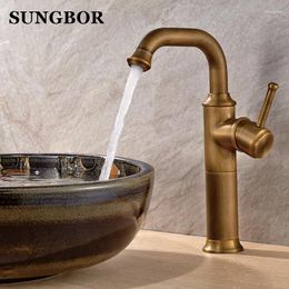 Bathroom Sink Faucets Faucet Brass Antique Cold Single Handle Switch Water Mixer Taps Deck Mounted Basin AL-7122