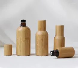 Storage Bottles 10pcs 10ml 15ml 30ml 50ml Empty Bamboo Essencial Oil Refillable Bottle Roll On Perfume Glass Cosmetic Lip Containers