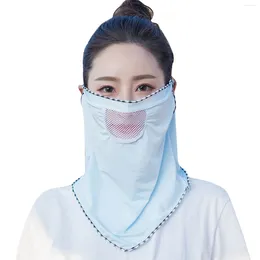 Scarves Summer Sun Protective Scarf With Neck Womens Outdoors Driving Guard Sunshade Face Mask Breathable Silk Sunscreen