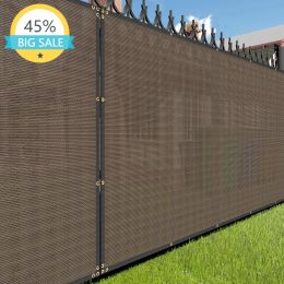 Nets Brown Fence Privacy Screen, Commercial Outdoor Backyard Shade Windscreen Mesh Fabric 90% Blockage Balcony