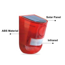 2024 Security Alarm Solar Power Siren With Strobe IP65 Waterproof 110dB Loud Siren Built-in PIR Motion Sensor For Home Yard Outdoor