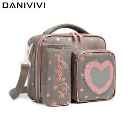 Drives New Large Capacity Lunch Box Waterproof Oxford Portable Zipper Thermal Lunch Bags with Bottle Pocket Lancheira Escolar Infantil