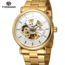 FORSINI Steel Band Men's Leisure Fully Automatic Mechanical with Transparent Bottom Hollow Waterproof Watch 726