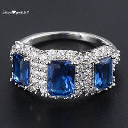 Cluster Rings Shipei Luxury 925 Sterling Silver Ruby Tanzanite Wedding Engagement Fine Jewelry Vintage White Gold Ring For Women W228A