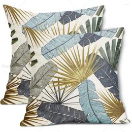 Pillow Tropical Leaf Accent Covers 20X20 Inch Set Of 2 Banana Palm Leaves Decor Pillowcases Summer Botanical Plant Cover