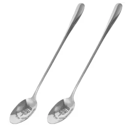 Spoons 2 Pcs Birthday Gift Spoon Small Dessert Household Stainless Steel Scoop Portable Pudding Happy 18th Lovers