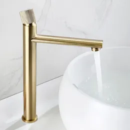 Bathroom Sink Faucets Faucet Gold Brass Basin Cold And Water Mixer Tap Single Handle Mounted Brushed