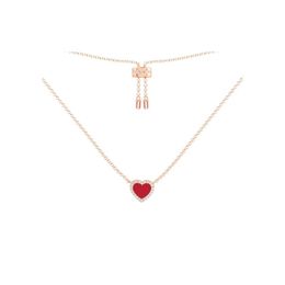 Designer Heart Love Necklace For Women Stainless Steel Accessories Zircon Green Pink Hearts chain for Womens Jewelry Gift306K