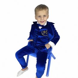 new Arrival Suit for Baby Kids Fi Notch Lapel Veet 3 Piece Casual Formal Birthday Party Wedding Tuxedo Boy Infant Suit j1wW#